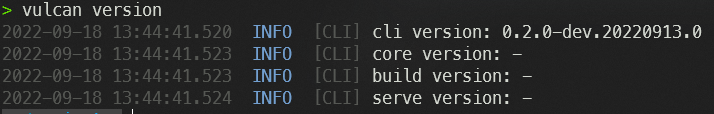 vulcan version command